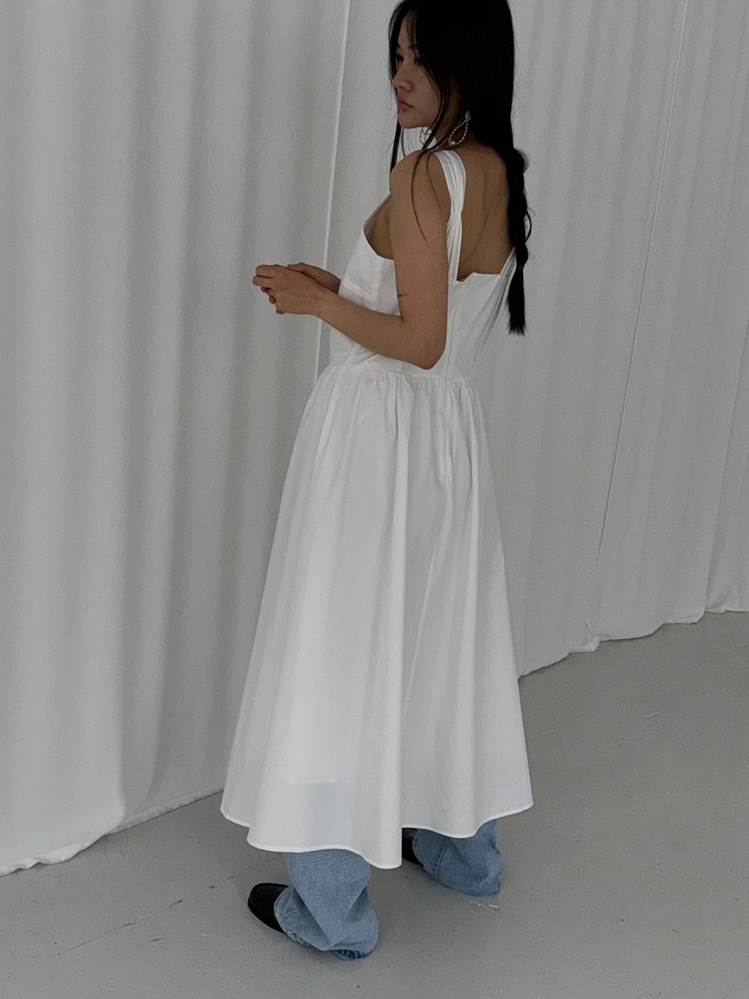 crepe long dress-white(19일20시마감)