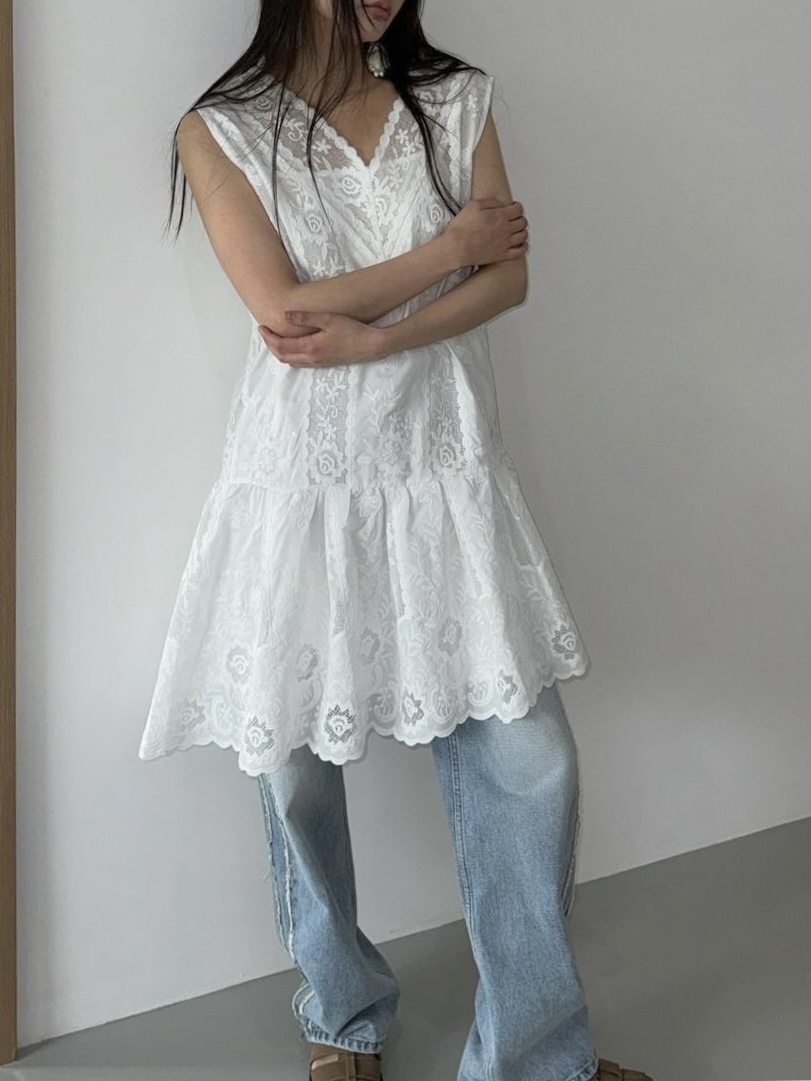 lace diagonal dress(slip set)(19일20시마감)
